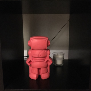 robot béton rouge pour décorer réalisation fait-main junny
